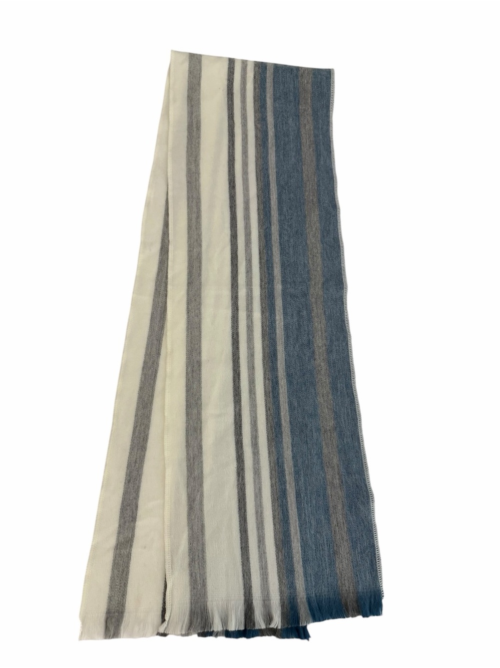 TRESART CACHE Blue Grey Striped Alpaca Blend Long Scarf 76"